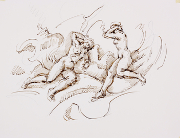 untitled; pen & sepia, 25 x 35, 2018